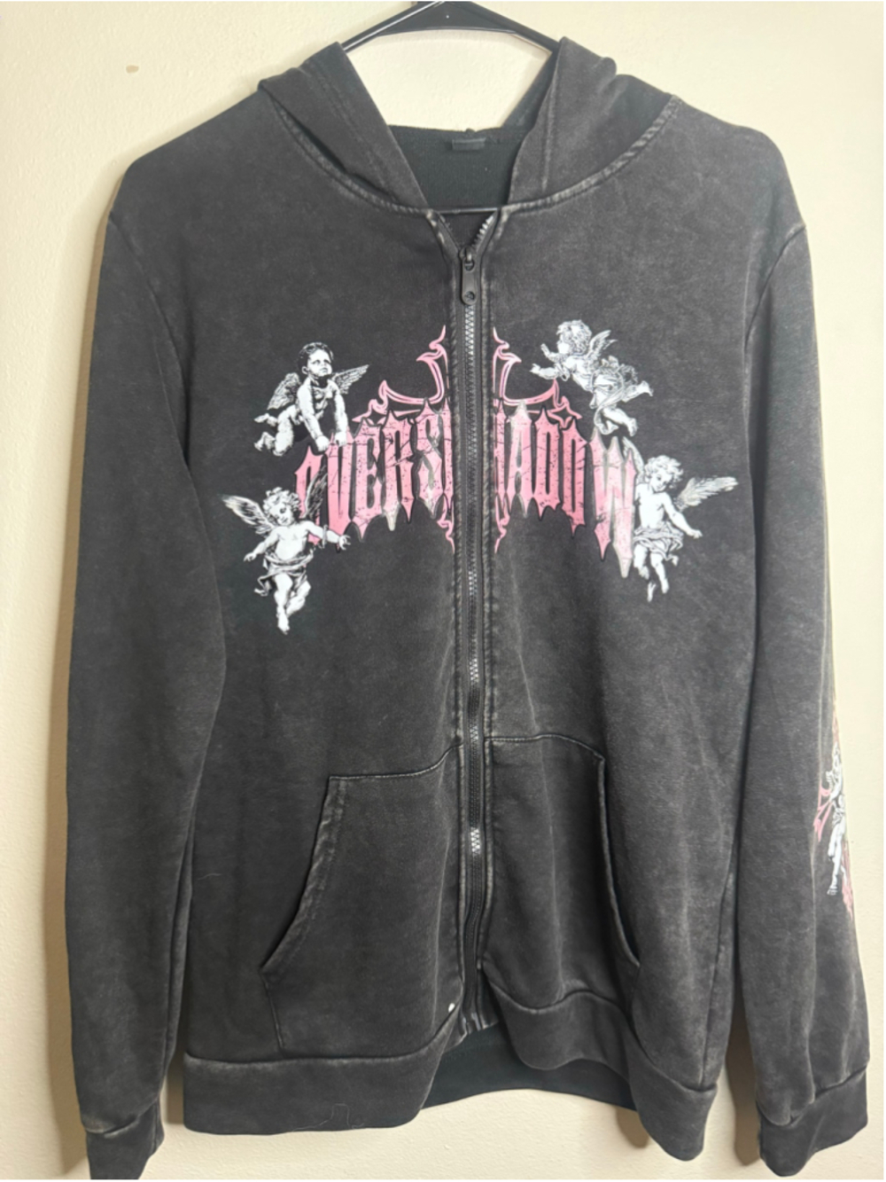 Women’s Manfinity Goth Graphic Zip-Up Hoodie Black Pink Size S